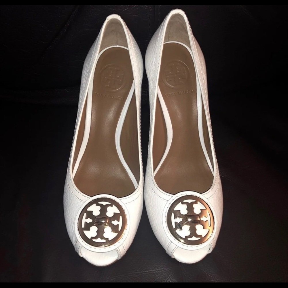 Tory Burch White Leather Pumps